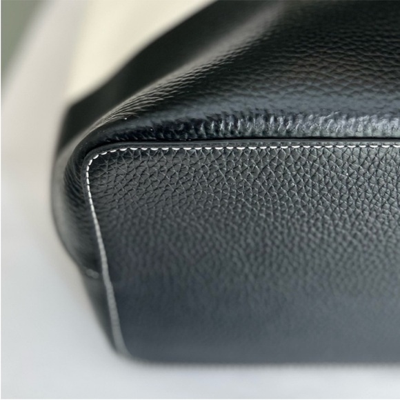 TORY BURCH Tote Leather Color Block Two-Tone Bag, Black & White - Picture 6 of 13